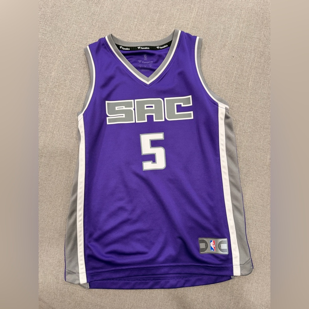 NBA Sacramento Kings De’Aaron Fox #5 Youth Medium Purple Fanatics‎ Jersey